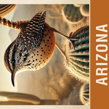 State Birds Series: Arizona, Cactus Wren 500 Jigsaw Puzzle 3D Modell