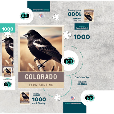 State Birds Series: Colorado, Lark Bunting 1000 Jigsaw Puzzle box 3D Modell