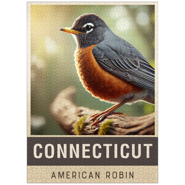 puzzleplate State Birds Series: Connecticut, American Robin 1000 Jigsaw Puzzle
