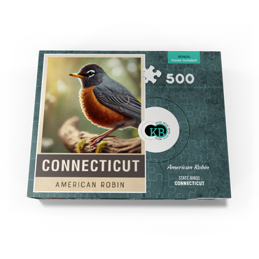 State Birds Series: Connecticut, American Robin 500 Jigsaw Puzzle box view3