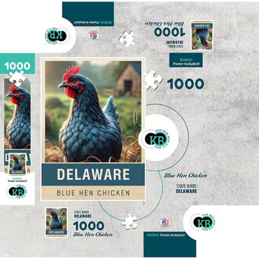 State Birds Series: Delaware, Blue Hen Chicken 1000 Jigsaw Puzzle box 3D Modell