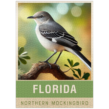 puzzleplate State Birds Series: Florida, Northern Mockingbird 1000 Jigsaw Puzzle