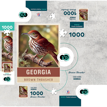 State Birds Series: Georgia, Brown Thrasher 1000 Jigsaw Puzzle box 3D Modell