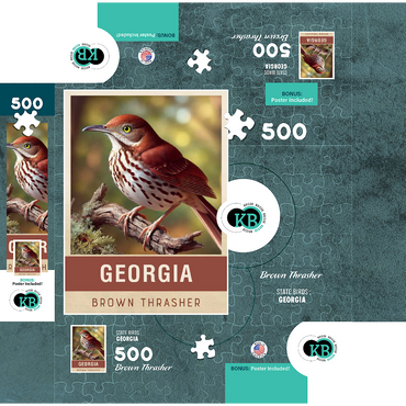 State Birds Series: Georgia, Brown Thrasher 500 Jigsaw Puzzle box 3D Modell