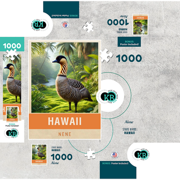 State Birds Series: Hawaii, Nene 1000 Jigsaw Puzzle box 3D Modell