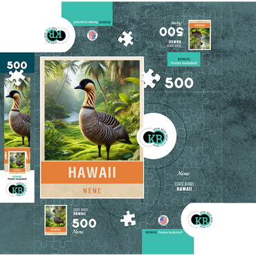 State Birds Series: Hawaii, Nene 500 Jigsaw Puzzle box 3D Modell