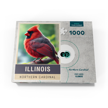State Birds Series: Illinois, Northern Cardinal 1000 Jigsaw Puzzle box view3