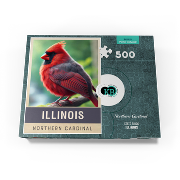 State Birds Series: Illinois, Northern Cardinal 500 Jigsaw Puzzle box view3