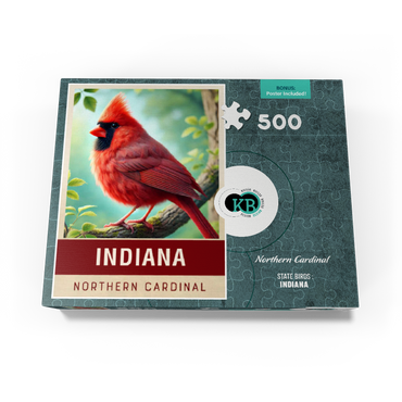 State Birds Series: Indiana, Northern Cardinal 500 Jigsaw Puzzle box view3