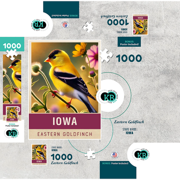 State Birds Series: Iowa, Eastern Goldfinch 1000 Jigsaw Puzzle box 3D Modell