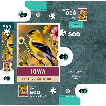 State Birds Series: Iowa, Eastern Goldfinch 500 Jigsaw Puzzle box 3D Modell