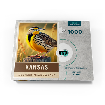 State Birds Series: Kansas, Western Meadowlark 1000 Jigsaw Puzzle box view3