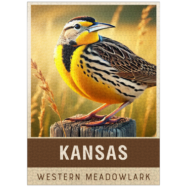 puzzleplate State Birds Series: Kansas, Western Meadowlark 1000 Jigsaw Puzzle