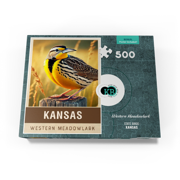 State Birds Series: Kansas, Western Meadowlark 500 Jigsaw Puzzle box view3