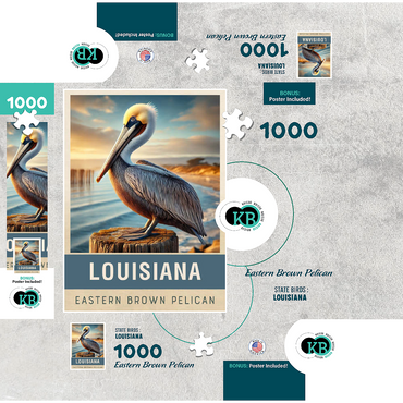 State Birds Series: Louisiana, Eastern Brown Pelican 1000 Jigsaw Puzzle box 3D Modell