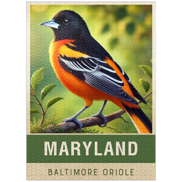 puzzleplate State Birds Series: Maryland, Baltimore Oriole 1000 Jigsaw Puzzle
