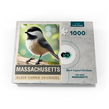 State Birds Series: Massachusetts, Black-capped Chickadee 1000 Jigsaw Puzzle box view3