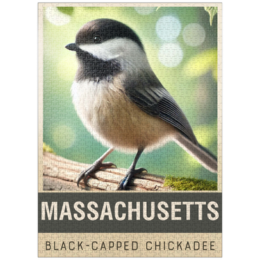 puzzleplate State Birds Series: Massachusetts, Black-capped Chickadee 1000 Jigsaw Puzzle