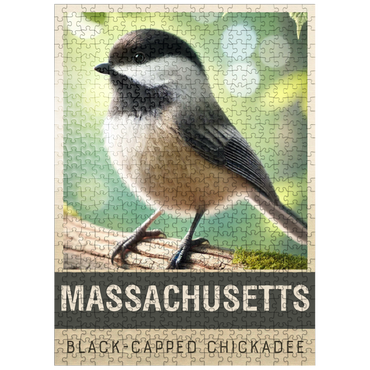 puzzleplate State Birds Series: Massachusetts, Black-capped Chickadee 500 Jigsaw Puzzle