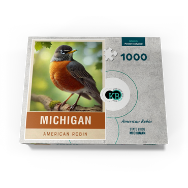 State Birds Series: Michigan, American Robin 1000 Jigsaw Puzzle box view3
