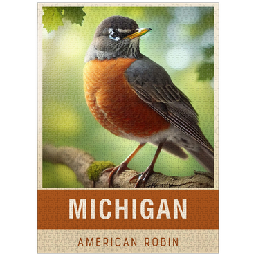 puzzleplate State Birds Series: Michigan, American Robin 1000 Jigsaw Puzzle