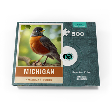 State Birds Series: Michigan, American Robin 500 Jigsaw Puzzle box view3