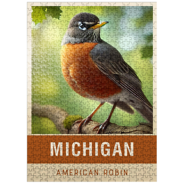 puzzleplate State Birds Series: Michigan, American Robin 500 Jigsaw Puzzle
