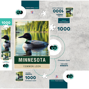 State Birds Series: Minnesota, Common Loon 1000 Jigsaw Puzzle box 3D Modell