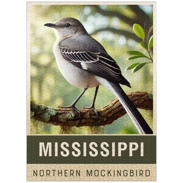 puzzleplate State Birds Series: Mississippi, Northern Mockingbird 1000 Jigsaw Puzzle
