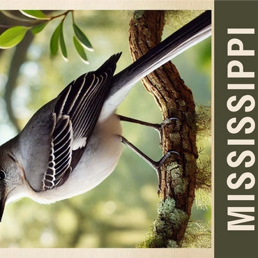 State Birds Series: Mississippi, Northern Mockingbird 1000 Jigsaw Puzzle 3D Modell