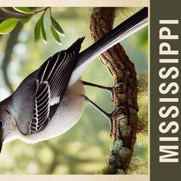 State Birds Series: Mississippi, Northern Mockingbird 500 Jigsaw Puzzle 3D Modell