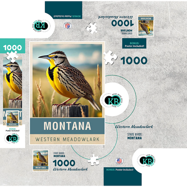 State Birds Series: Montana, Western Meadowlark 1000 Jigsaw Puzzle box 3D Modell