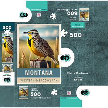 State Birds Series: Montana, Western Meadowlark 500 Jigsaw Puzzle box 3D Modell