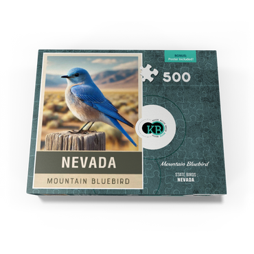 State Birds Series: Nevada, Mountain Bluebird 500 Jigsaw Puzzle box view3