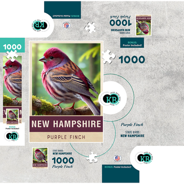 State Birds Series: New Hampshire, Purple Finch 1000 Jigsaw Puzzle box 3D Modell