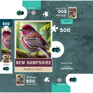 State Birds Series: New Hampshire, Purple Finch 500 Jigsaw Puzzle box 3D Modell