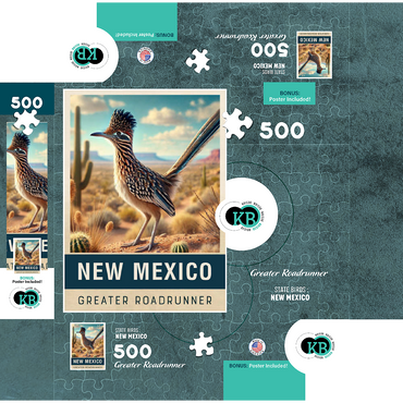 State Birds Series: New Mexico, Greater Roadrunner 500 Jigsaw Puzzle box 3D Modell