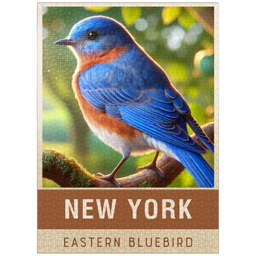 puzzleplate State Birds Series: New York, Eastern Bluebird 1000 Jigsaw Puzzle