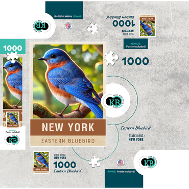 State Birds Series: New York, Eastern Bluebird 1000 Jigsaw Puzzle box 3D Modell