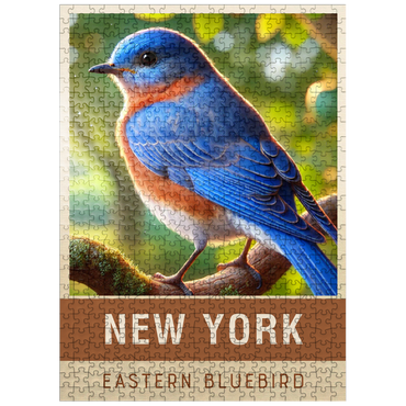 puzzleplate State Birds Series: New York, Eastern Bluebird 500 Jigsaw Puzzle