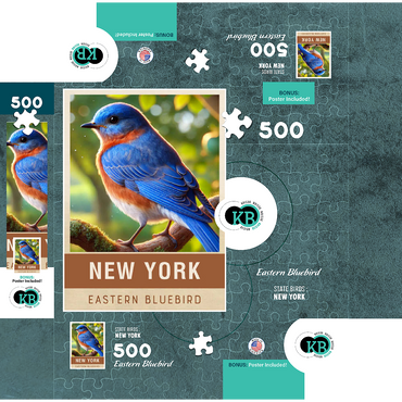 State Birds Series: New York, Eastern Bluebird 500 Jigsaw Puzzle box 3D Modell