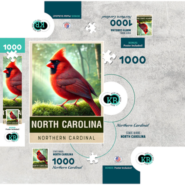 State Birds Series: North Carolina, Northern Cardinal 1000 Jigsaw Puzzle box 3D Modell