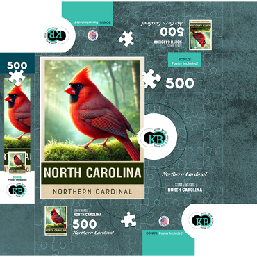 State Birds Series: North Carolina, Northern Cardinal 500 Jigsaw Puzzle box 3D Modell