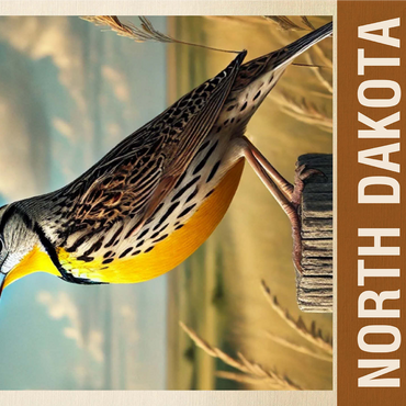 State Birds Series: North Dakota, Western Meadowlark 1000 Jigsaw Puzzle 3D Modell
