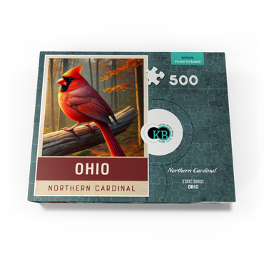 State Birds Series: Ohio, Northern Cardinal 500 Jigsaw Puzzle box view3