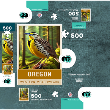 State Birds Series: Oregon, Western Meadowlark 500 Jigsaw Puzzle box 3D Modell