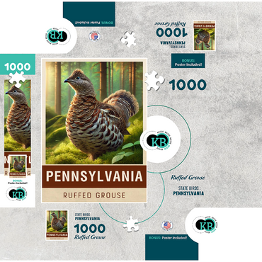 State Birds Series: Pennsylvania, Ruffed Grouse 1000 Jigsaw Puzzle box 3D Modell