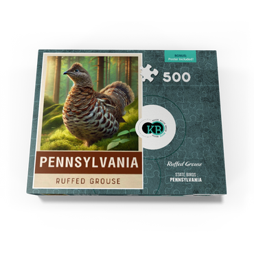 State Birds Series: Pennsylvania, Ruffed Grouse 500 Jigsaw Puzzle box view3
