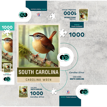 State Birds Series: South Carolina, Carolina Wren 1000 Jigsaw Puzzle box 3D Modell