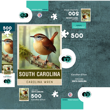 State Birds Series: South Carolina, Carolina Wren 500 Jigsaw Puzzle box 3D Modell